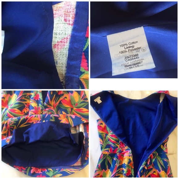 J Crew Tropical Floral Pleated Dress Sz 0 Lined - Picture 5 of 8